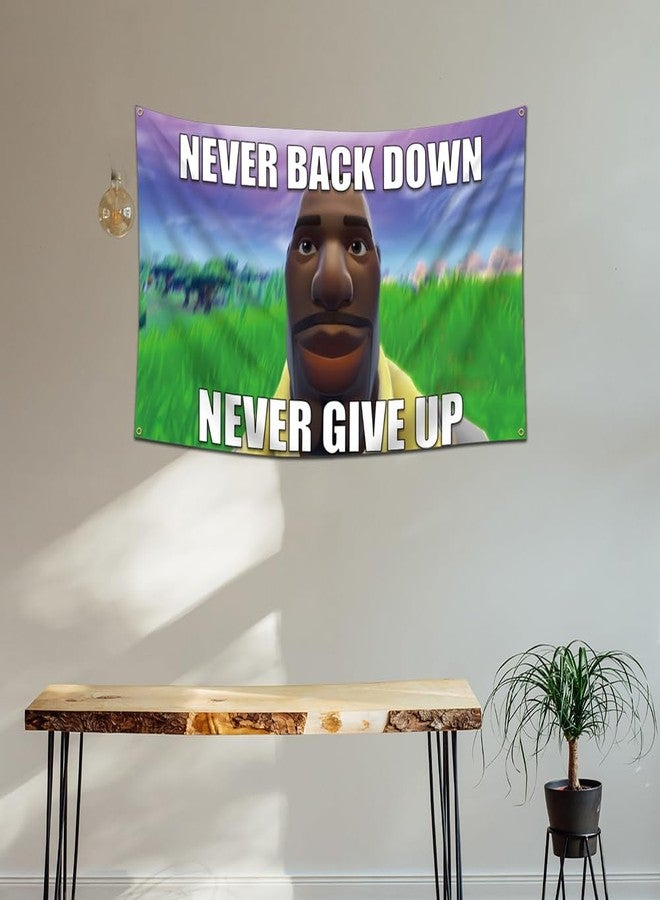 DecrPlus Never Back Down Flag Tapestry Never Give Up Banner Jean Roqua Inspirational Wall Hanging Meme Flag (3x5Ft,Vivid Color,150D Polyster) For Man Cave,Bedroom,Dorm,Gift Needs - Image 5